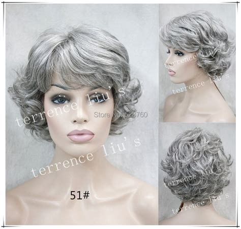 Buy Synthetic Hair Silver Gray Short Curly Hair Wig