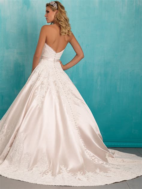 Lace Ball Gown Wedding Dress 00305 Elegant Light Pink Wedding Dress