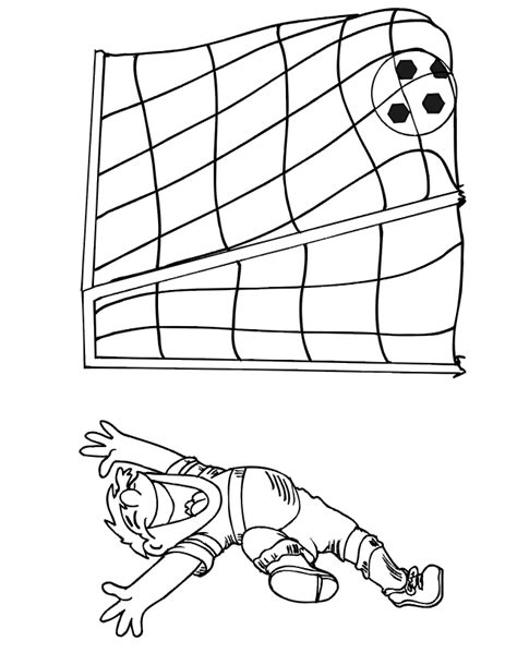 Soccer Coloring Page Boy Scoring Goal