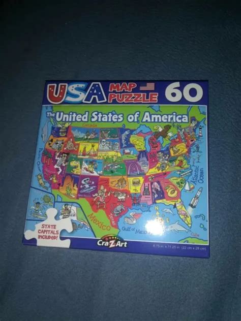 United States Map Puzzle Geography Capitals Homeschool 60 Piece New