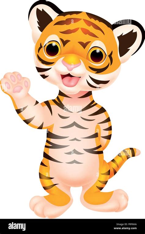 Cute Baby Tiger Cartoon Waving Stock Vector Image And Art Alamy