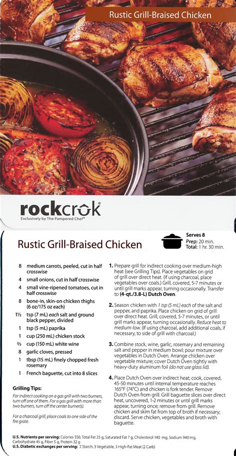 Rock Crok Rustic Grill Braised Chicken Rockcrok Recipes Entree Recipes