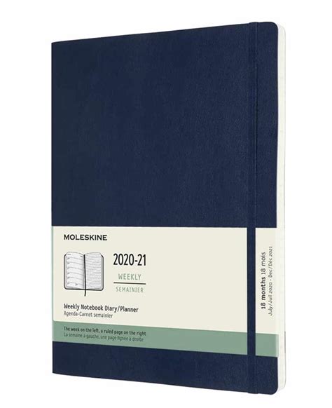 moleskine 2020 2021 18 month weekly notebook xl soft cover planner sapphire blue
