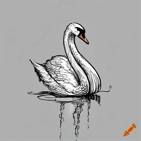 Black And White Illustration Of A Swan On Craiyon