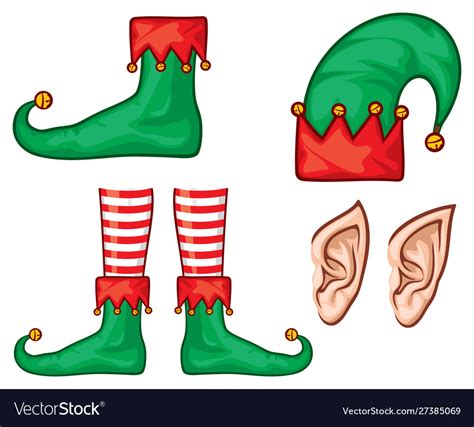 Christmas Elf Hat Shoes And Ears Royalty Free Vector Image