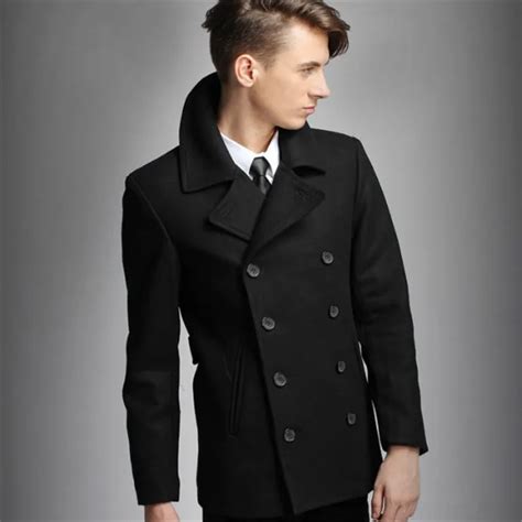 Mens Pea Coat Black Han Coats