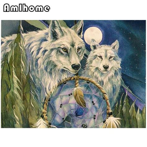 Full Square Diamond Diy 5d Diamond Painting Wolves Embroidery Cross