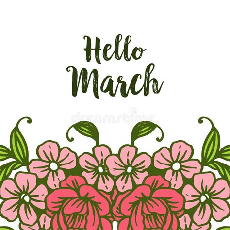 Vector Illustration Beauty Pink Flower Frame For Decoration Hello March