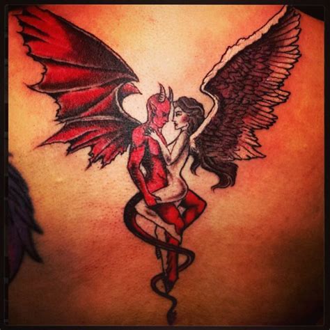 Flying angel and demon tattoo design. Pin on Tattoos