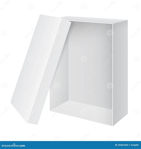 Cool Realistic White Blank Package Box Opened Stock Vector
