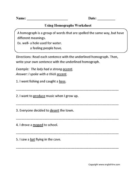2nd Grade Homographs Worksheets Thekidsworksheet