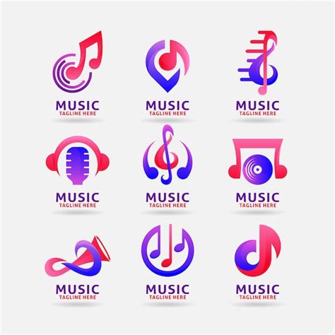 Collection De Musique Logo Vecteur Premium