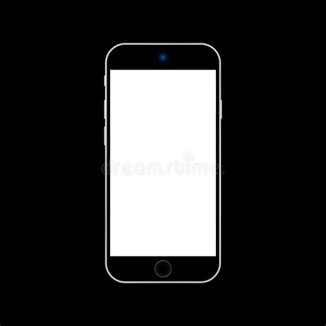 Black Iphone Smartphone With White Screen On Black Background Vector
