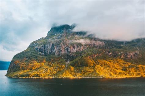 Drone Aerial View Of Mountains In Norway Stock Photo Image Of Green