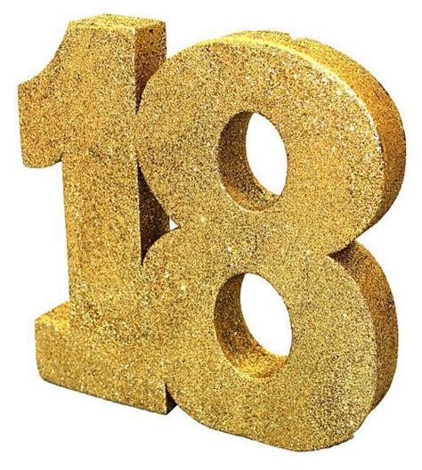 Gold Glitter Number 18 Table Decoration 20cm 18th Birthday
