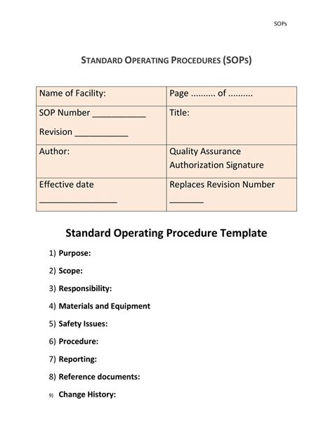 Standard Operating Procedures Samples