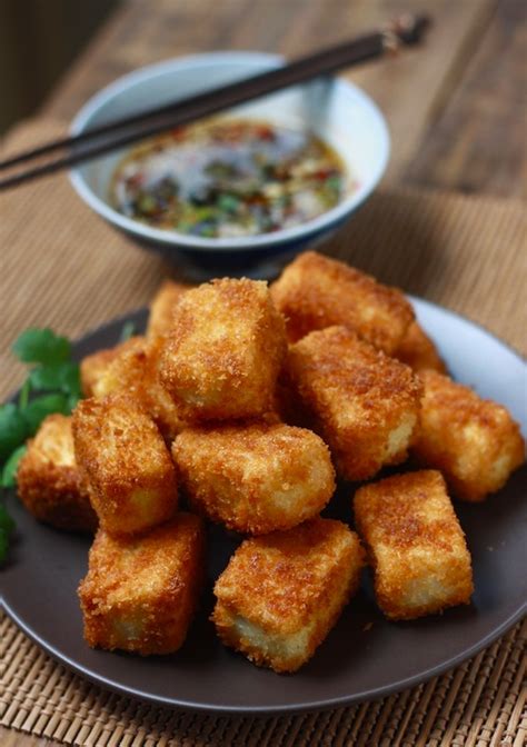 Fried Tofu With Sesame Soy Dipping Sauce Season With Spice