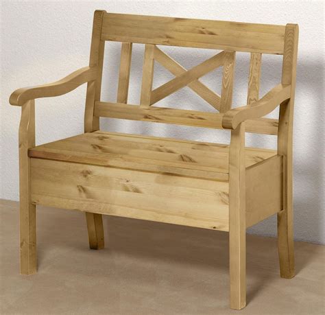 Etwas kürzere varianten können unter den tisch geschoben werden, wenn mehr platz im raum benötigt wird. Massivholz Sitzbank mit Lehne 82cm Truhenbank Kiefer ...