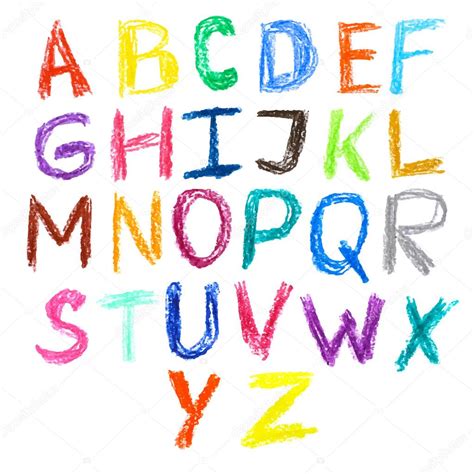 Crayon Kids Drawn Colorful Font Isolated Stock Vector Image By