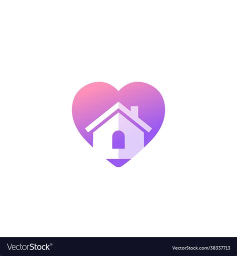 Home With Heart Logo Design Icon Royalty Free Vector Image