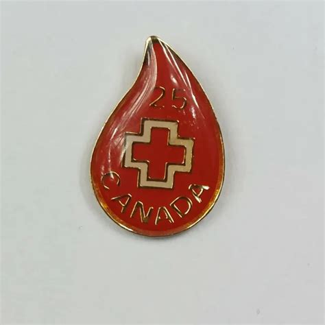 Vintage Canadian Red Cross Blood Donor 25th Donation Droplet Lapel Pin