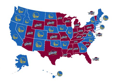 Map Shows Every States Rooting Interest In Nba Finals