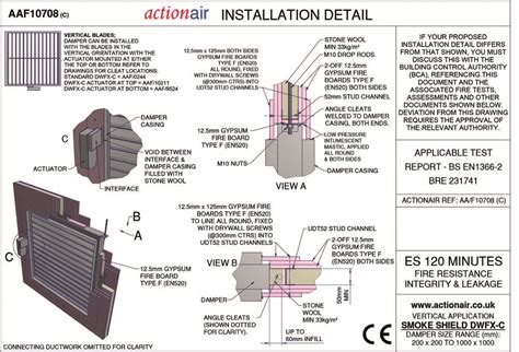 Actionair Fire And Smoke Damper Installation Manual Swegon Air Management