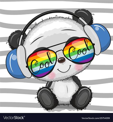 cool cartoon cute panda with sun glasses vector image cute panda cartoon cute panda drawing