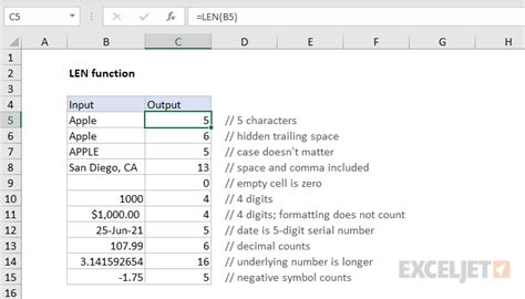 Excel Len Function Exceljet