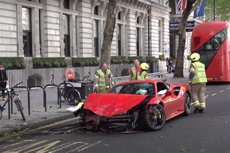 Mangled Ferrari 488 Gtb Destroyed After Crashing Into London Bus Carbuzz