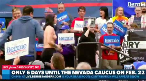 Topless Protesters Storm Stage At Bernie Sanders NV Speech