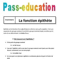 Epithète 6ème Cours Fonctions grammaticales PDF à imprimer