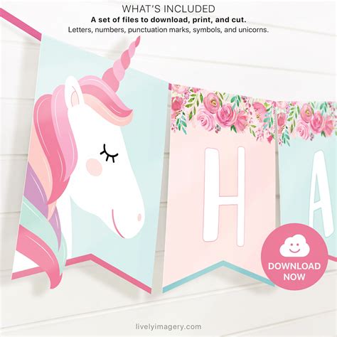 Unicorn Banner Printable Bunting Banner 84 Flag Designs With Etsy