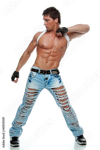 Muscular Sexy Naked Man Dancing In The Studio Stock Photo And Royalty