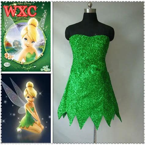 Princess Tinkerbell Dress Sexy Fancy Movie Cosplay Green Fairy Pixie