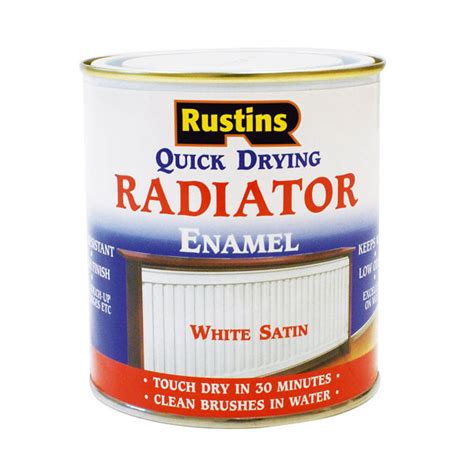 Rustins Rads250 Quick Dry Radiator Enamel Paint Satin White 250ml