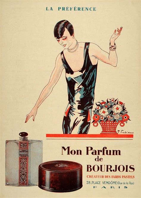Vintage Art Deco French Ad Mon Parfum Bourjois Art Nouveau Poster