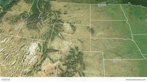 Wyoming State Usa Extruded Satellite Map Stock