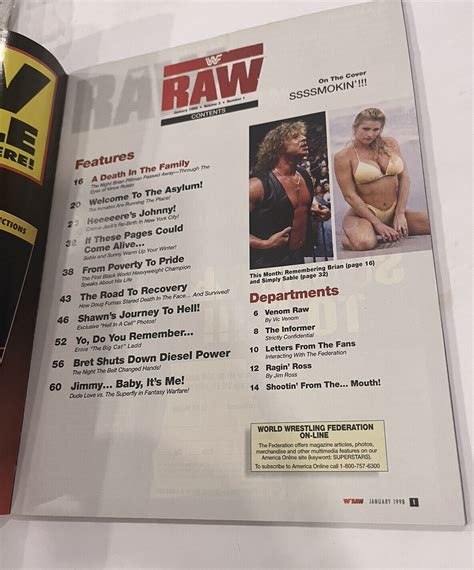 WWF Raw Magazine January 1998 Sable W Poster Swimsuit Attitude Sunny