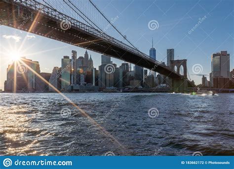 Brooklyn Bridge East River And Lower Manhattan In Background Nyc