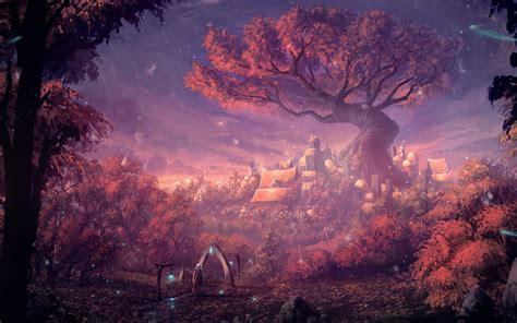 Fantasy Forest City Hd 4k Wallpaper