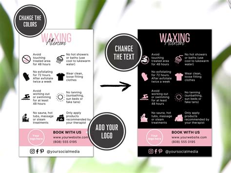 Waxing Aftercare Card Diy Care Card Editable Hair Removal Etsy