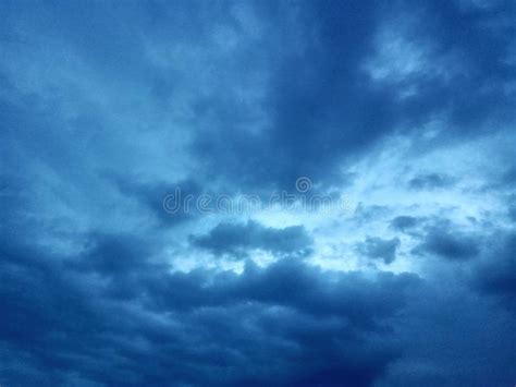 A View Of Dark Blue Sky With Deep Blue Clouds Stock Photo Image Of