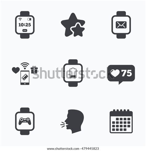 Smart Watch Icons Wrist Digital Time Stock Vector Royalty Free