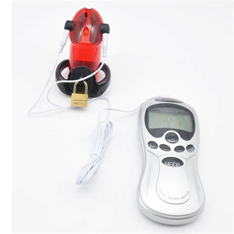 Male Chastity Device Electric Shock Stimulation Cock Cage Electro Sex
