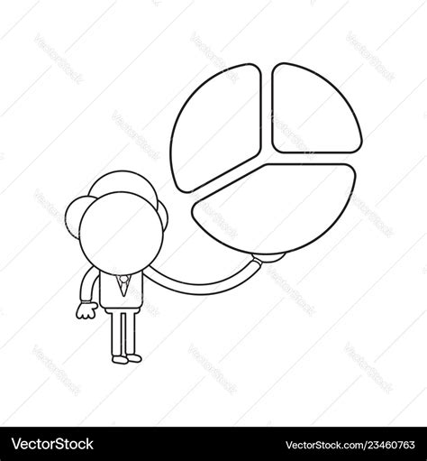 Businessman Character Holding Three Parts Diagram Vector Image