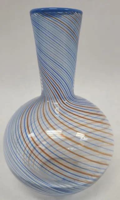 Vintage Dansk Mid Century Modern Mcm Hand Blown Multicolored Glass Swirl Vase 34 99 Picclick