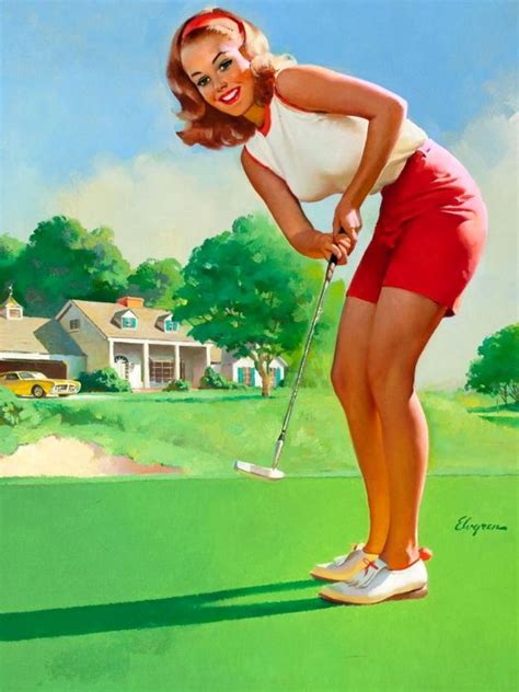 Vintage Pin Up Gil Elvgren Golf Art 16x12 Print Poster
