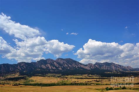 The Flatirons Mountains In Boulder Colorado On A Sunny Summer Day
