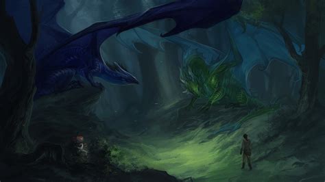 Dragon In Scary Dark Forest By Allagar